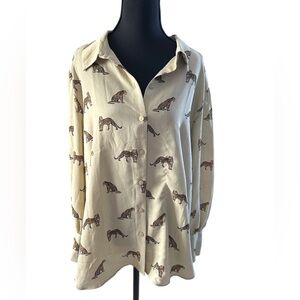 Ann Taylor Leopard Print Shirt, Size XL